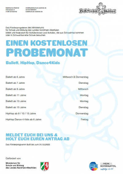 Fördermittel Ballettschule Waldniel